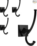 TUNNY 4 Pack Vintage Wall Hooks-Matte Black Coat Hooks Towel Hook for Hanging Heavy Duty Bathroom Hook Hat Hook Double Wall Mounted Coat Hanger