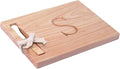 Miicol Wood Charcuterie Board, Monogram Cheese Board 10 Inch, Personalized Initial Cutting Board with Spreader, Unique Housewarming Gift, Ideal for Kitchen, Home, Letter S