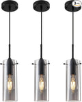 Smoke Gray Glass Pendant Lights Kitchen Island 3 Packs, Kitchen Pendant Lighting Over Island, Modern Hanging Pendant Light, Light Pendants for Kitchen Island, Living Room, Bathroom, Bedroom