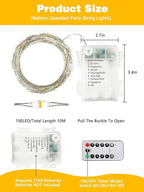 4 Pack Each 33FT 100LED Fairy Lights Battery Operated with Remote, Waterproof Twinkle Lights with Timer, Cuttable String Light Indoor & Outdoor for Bedroom Classroom Wedding DIY Christmas (Warm White)