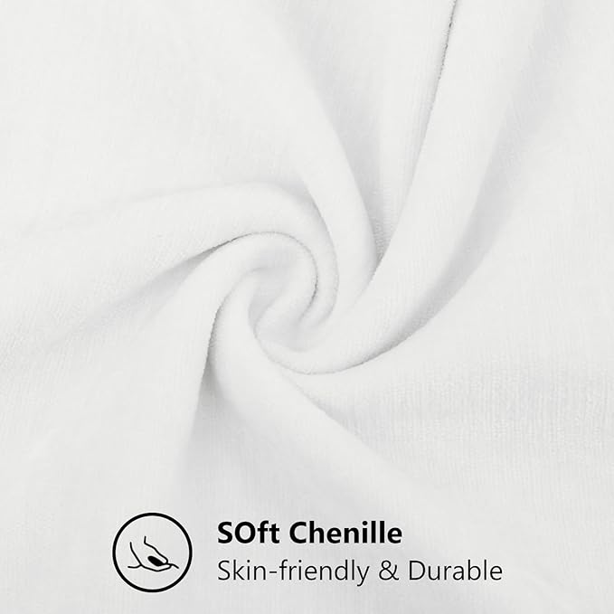 decorUhome Chenille White Throw Pillow Covers 22x22 Inch Set of 2, Decorative Soft Couch Pillow Covers Solid Dyed Accent Velvet Farmhouse Neutral Square Christmas Pillow Cases for Sofa Bed Living Room