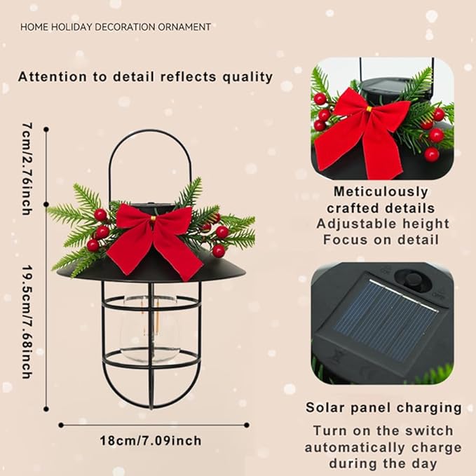 2 Pack ‌Christmas Solar Lanterns Outdoor Waterproof Ideal as Gifts for Women, Mothers and Wife. Vintage-Style Hanging Solar Lights Suitable for Outdoor Use in Yards, Patios, Backyards and Porches.