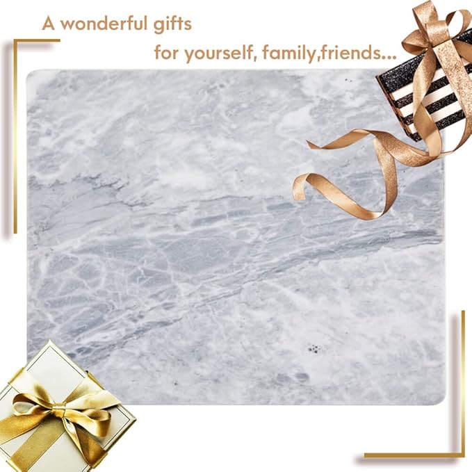 Diflart Natura Marble Stone Pastry Board for Kitchen, 16x20 Inch, Gray with White Veins, Marble Cutting Board Large with Non-Slip Feet for Keep the Dough Cool and Chocolate Tempering, Pack of 1 Pcs