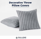 Pallene Faux Fur Plush Throw Pillow Covers 20x20 Set of 2, Luxury Soft Fluffy Striped Decorative Pillow Covers for Sofa, Couch, Living Room, Grey