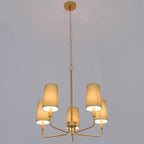 Chandelier, Gold with Muted Green Linen Fabric Shade, Farmhouse Linear Island Lighting Fixture for Kitchen, Dining Room