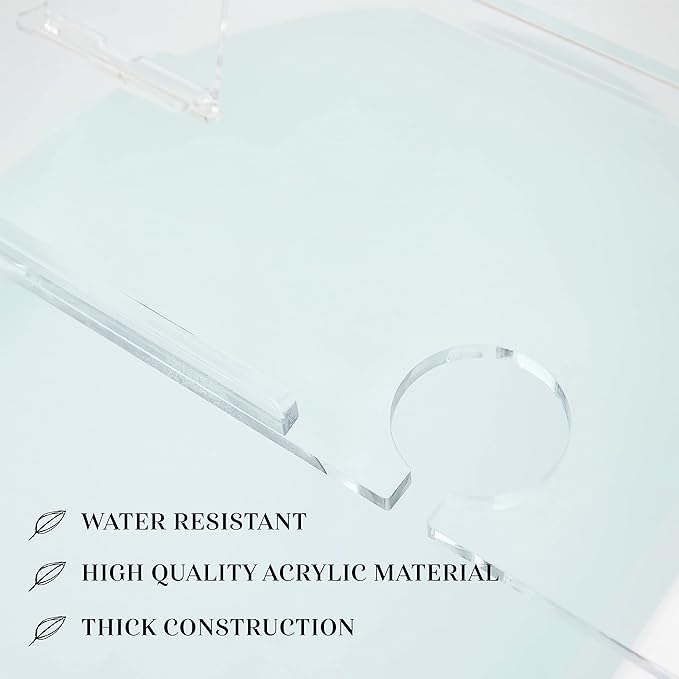 40" Supreme - Clear Acrylic Bathtub Tray Caddy Tub Shelf, Spa Board Luxury Bathroom Bath tub Table, Fits Across Bathtubs, Book, iPad and Wine Glass Holder (Supreme, 40")