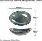 Ceramic Serving Platters Set of 4, 9.6 Inch Curved Oval Deep Salad Plates for Entertaining, Modern Kitchen Dishes, Trays for Dinner, Fruit, Salad, Pasta, burgers - Dishwasher Microwave Safe