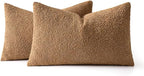 MIULEE 12x20 Inch Decorative Lumbar Throw Pillows for Bed Set of 2 Textured Boucle Neutral Winter Throw Pillow Covers Brown Accent Solid Vintage Pillowcases Sofa Livingroom Home Decor