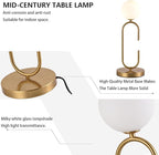 Mid Century C-Shape Table Lamp Gold 2-Light Globe Dimmable Table Lamp with Milk White Glass Gold Nightstand Lamp for Bedroom Bedside,G9 Bulb(Not Included)