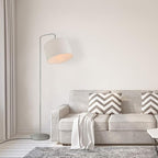 GLOBE Electric 67396 Barden 58" Floor Lamp, Silver, White Fabric Shade, On/Off Socket Rotary Switch