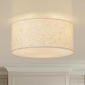 13inch Semi Flush Mount Ceiling Light Fixture,3-Light Ceiling Mount Drum Light Fixture with Linen Shade,Modern Close to Ceiling Lamps for Living Room, Bedroom, Dining Room,Hallway