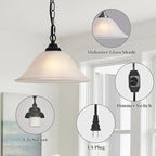Vintage Plug in Pendant Light,Hanging Lights with Plug in Cord,16.4Ft Cord & 14.7Ft Chain Dimmable Black Hanging Light Fixture,Hanging Lamp with On/Off Switch for Kitchen,Bedroom,Living Room