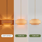 Farmhouse 19.7" Drum Rattan Chandelier 4-Lights Vintage Boho Rattan Chandelier Retro Vintage Bamboo Drum Chandeliers for Dining Room, Kitchen Island, Living Room, Bedroom