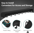 Coat Rack Wall Mount with Hidden Hooks Entryway Hanging Shelf Modern Wood Coat Hanger for Bedroom Kitchen Hallway Bathroom (Black,32.7 Inch Long)