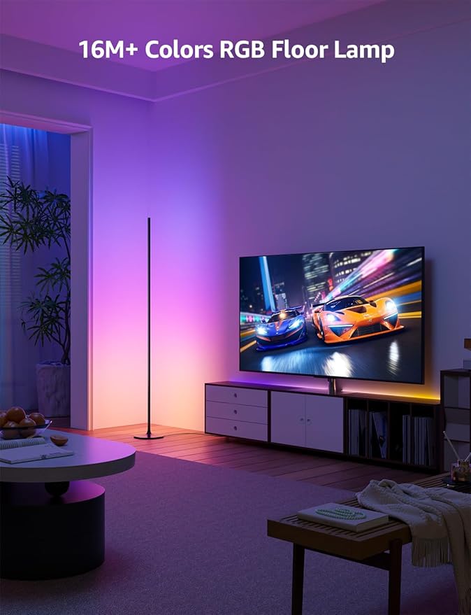 Lepro OE1 AI Smart Floor Lamp, RGBICW Corner Light with Music Sync, Alexa Compatible, Personalized AI Lighting Designer, Modern LED Standing Lamp for Living Room/Bedroom, 1000LM, 2.4G WiFi, No Remote