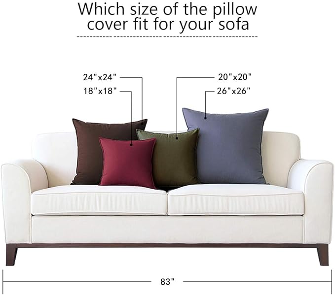 Jeanerlor Set of 2 Decorative 26"x26" Cotton Linen Chair Throw Pillow Case Green for Sofa Durable Classy, Comfortable Cushion Cover for Coffee Shop/Bar (65 x 65cm) Olive Green