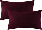 Jeneoo Burgundy Decorative Throw Pillow Covers Soft Chenille Comfy Lumbar Couch Cushion Case Decor (Set of 2, 12 x 20 Inches)