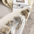 Throw Pillow Covers Fur Rabbit Hide Skin Fur Throw Pillow Covers Sofa Pillow Case Cushion Cover (Yellow, 30×50cm（12in×20in）)