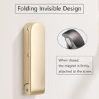 4Pcs Folding Coat Hooks, Zinc Alloy Folding Wall Hook for Hanging Coat Scarf Hat Robe Key Purse, Foldable Invisible Hook with Screws (Gold)