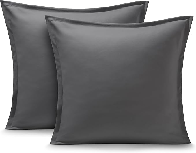 Bare Home Euro Pillow Sham Covers - Set of 2 - Premium 1800 Ultra-Soft Microfiber - Double Brushed - Bed Pillow Shams - Pillows Not Included (Set of 2, Grey)