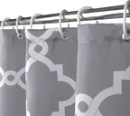WELTRXE Moroccan Fabric Shower Curtain with Hooks, Waterproof Polyester Geometric Pattern Bathroom Curtains, Machine Washable, 72 x 72 inches, Gray