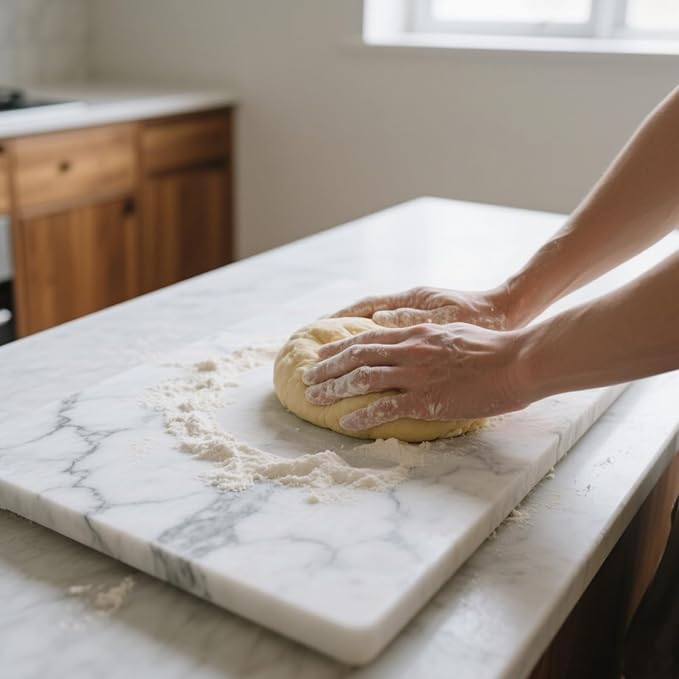 Natural Marble Cutting Board- 16x12 Inch Kitchen Bakery Tool for Professional Chef & Baker's Tray - Marble Display for Elegant Food Presentation & Stylish Kitchen Decor (green)