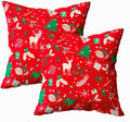 CAPSCEOLL 2PCS Red Pillow Cover 20X20Inch Green Christmas Reindeer Branch Cute Deer Floral Foliage Pine Tree Snowflake Standard Pillow Covers for Bedroom Sofa Living Room