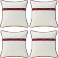 Outdoor Sunbrella Decorative Pillows with Triple Coconut Buttons Pack of 4, 16" x 16" Outdoor Pillow Set for Couch Bed Throw Patio Sofa, Spectrum Eggshell/Spectrum Ruby