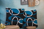 CAPSCEOLL Black Blue White Geometric Circle Printing Decorative Throw Pillow Case 16X16Inch Set of 2 Home Decoration Pillowcase Zippered Pillow Covers Cushion Cover