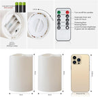 Amagic 2 Pack 6" x 4" Outdoor Plastic Electric flameless Candles with Remote Control and Timer, Battery Operated Flickering LED Pillar Fake Candle for Home, Wedding Decor, Ivory
