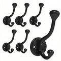 6 Pack Wall Hooks for Hanging, Heavy Duty Coat Hook Wall Mount, Easy to Install Metal Closet Hooks, Apply to Bathrooms, Bedrooms, Living Rooms, Entrances (Black)