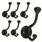 6 Pack Wall Hooks for Hanging, Heavy Duty Coat Hook Wall Mount, Easy to Install Metal Closet Hooks, Apply to Bathrooms, Bedrooms, Living Rooms, Entrances (Black)