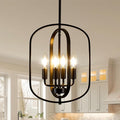 Black Chandelier Light, Modern Farmhouse Chandeliers for Dining Room Light Fixture Entryway Industrial Rustic Geometric Hanging Foyer Lighting Fixtures Kitchen Chandelier for Entryway Bedroom Hallway