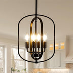 Black Chandelier Light, Modern Farmhouse Chandeliers for Dining Room Light Fixture Entryway Industrial Rustic Geometric Hanging Foyer Lighting Fixtures Kitchen Chandelier for Entryway Bedroom Hallway