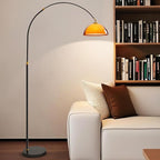 MIXL-Dome Shade Black Arc Floor Lamp,Adjustable Height & Shade Reading Floor Lamps,Dimmable Office Light Fixture,Mid Century Modern Standing Light for Living Room Bedroom