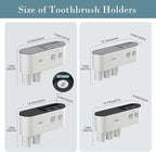 Toothbrush Holders Wall Mounted, Toothbrush Holder with Automatic Toothpaste Dispensers, 6 Brush Slots, 3 Magnetic Cups,1 Cosmetic Drawer Organizer and 1 Large Storage Tray