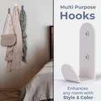 Heavy-Duty Wall Hooks for Hanging (Set of 3) – Stylish Metal Hooks for Coats, Backpacks, Towels & Bags | Decorative Wall Hooks in Chic Pastel Colors for Entryways, Kids’ Rooms & Bathrooms