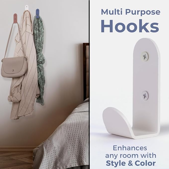 Heavy-Duty Wall Hooks for Hanging (Set of 3) – Stylish Metal Hooks for Coats, Backpacks, Towels & Bags | Decorative Wall Hooks in Chic Pastel Colors for Entryways, Kids’ Rooms & Bathrooms