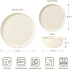 TheTerra Ceramic Dinnerware Sets for 4, 12 Pieces Porcelain Lightweight Plates and Bowls Sets, Scratch Resistant Dish Set, Oven & Microwave & Dishwasher Safe, Beige