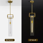 Modern Gold Pendant Light Set of 2, 21.6'' Pendant Lights Kitchen Island, Adjustable Height Brass Glass Pendant Light Fixtures, Large Pendant Lights for Dinning Room Farmhouse Bathroom