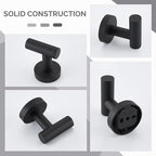 Angle Simple Matte Black Towel Hook 2 PCS, Stainless Steel Kitchen Bathroom Towel Holder, Round Coat Robe Hanger for Wall