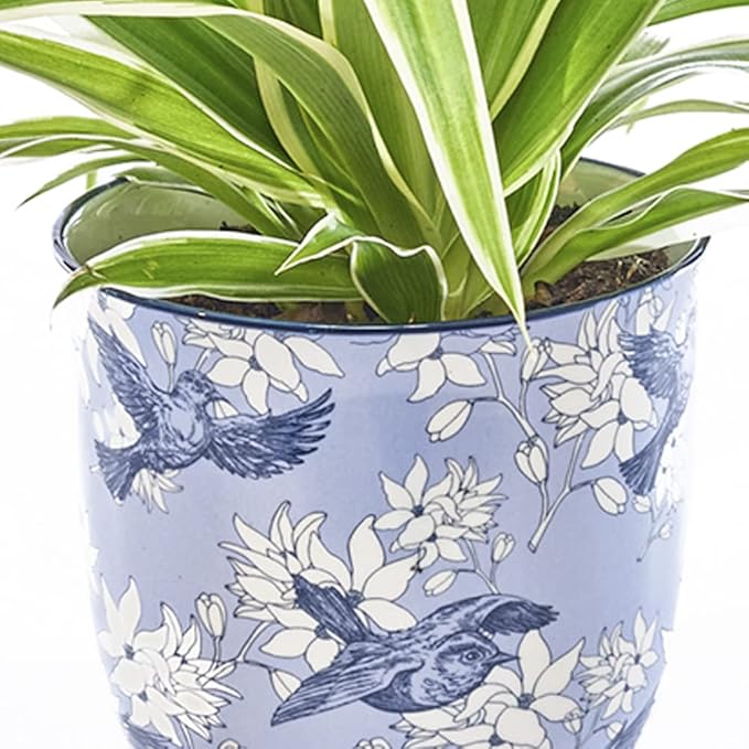 CHIVE ‘Liberte’ Ceramic Succulent Pots — 4.25” Cute Vintage Farmhouse Style Planters for Indoor Plants — Beautiful Home & Kitchen Decor — Blue Swallows
