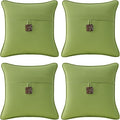 Outdoor Sunbrella Decorative Pillows with Coconut Button Pack of 4, 16" x 16" Outdoor Pillow Set for Couch Bed Throw Patio Sofa, Canvas Ginkgo