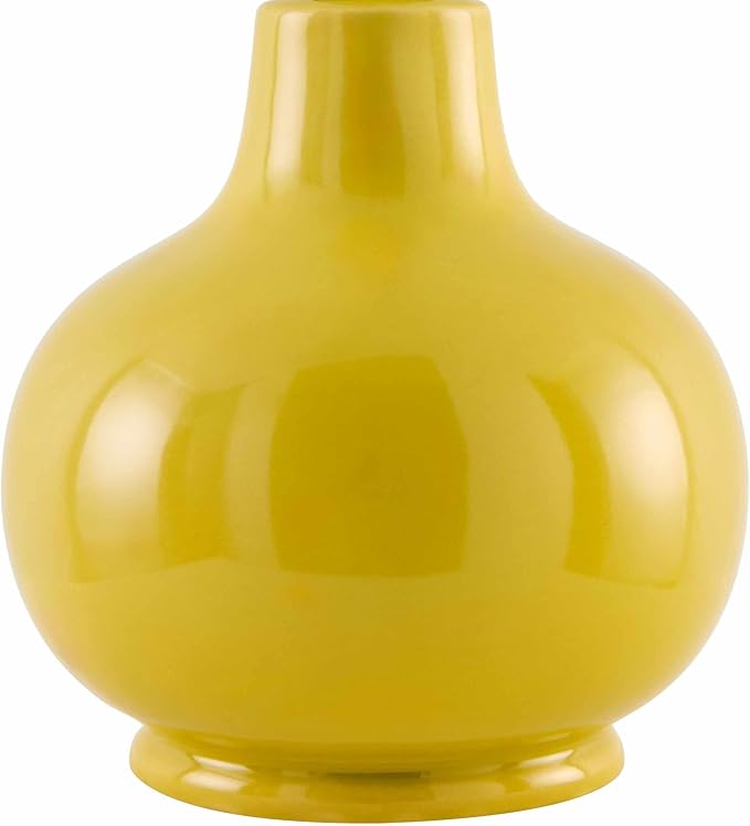 BoutiqueRugs Navarro Boho Ceramic Bedside Table Lamp for Bedroom Nightstand and Living Room - Shade Cotton - White, Yellow, Mustard - 13" H