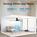 Ceiling Fans with Lights Remote Control - Flush Mount Dimmable 3000K-6500K LED 6 Speed with Quiet DC Motor for Bedroom, Living Room and Outdoor Patio