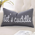 Sunkifover Dark Gray Decorative Lumbar Pillow Covers 12x20 Inches, Soft Solid Rectangular Pillowcase, Embroidered Rectangle Cushion Covers with Let's Cuddle Saying for Bed, Bedroom (Color Grey)