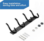 Wall Hooks Heavy Duty, 12 Inch Coat Rack Wall Mount with 4 Hooks, Black Wall Hooks for Hanging Backpack, Bag, Purse, Clothes, Hat, Coat, Towel | Entryway & Bathroom Storage Organization Hanger