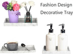 DNC 2PC 7.9" Small Silicone Bathroom Tray for Counter, Vanity Tray for Countertop, Kitchen Sink Soap Tray for Dish Holder Dispenser Toilet Tank Desk Organizer Marble White
