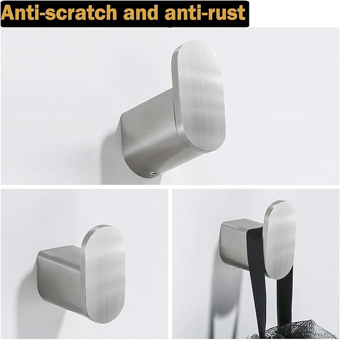 RANDOM Brushed Towel Hooks Bathroom Hardware Accessories Coat Hook 304 Stainless Steel Clothes Hook for Bath Kitchen Contemporary Hotel Style Wall Mounted 2 Pack. (Round, Brushed Steel).