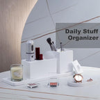 Ceramic Toothbrush Holders for Bathrooms, White Bathroom Accessories Diatomite, Electric Toothbrush Holder Countertop with Toothbrush Holders, Soap Dish Set
